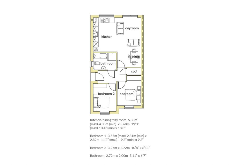 2 bedroom floor plan